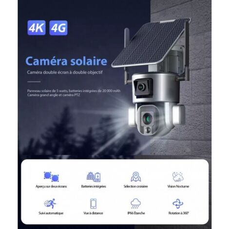 Caméra de Surveillance Intérieure Ampoule 4K 8MP Zoom 10X Sécurité à Domicile WiFi Suivi automatique + Lecteur + Carte Micro SD