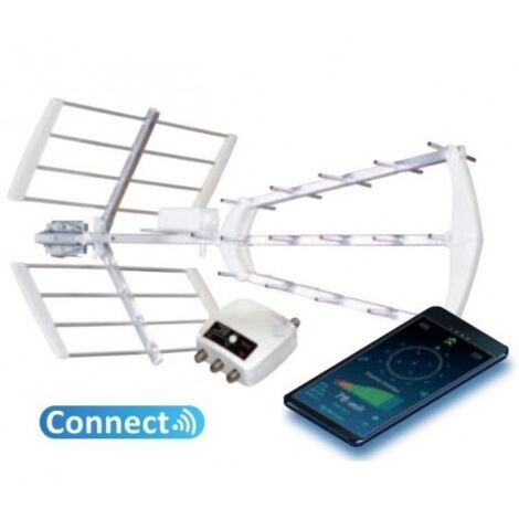 Antenne terrestre UHF extérieure avec amplificateur 1 entrée 3 sorties – Filtre 4G LTE700 – Plage 470-790 MHz pour réception optimale – ME