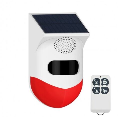 Wifi Alarme infrarouge intérieure extérieure intelligente solaire IP67, alarme 120db, vision nocturne IR + télécommande sans fil (1/5)