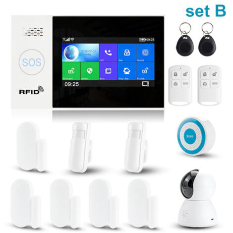 Système d'alarme de sécurité domestique intelligent Tuya SET B – Wifi, GSM, Kit Anti-Cambriolage avec Ecran tactile, App Mobile, Contrôle à Distance (1/5)