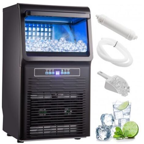 Machine à Glaçons Comptoir Professionnelle Hôtel Restaurant Bar Famille 24h/24 Fabrication 31.75Kg/24H Stockage 5Kg Eclairage LED 350w