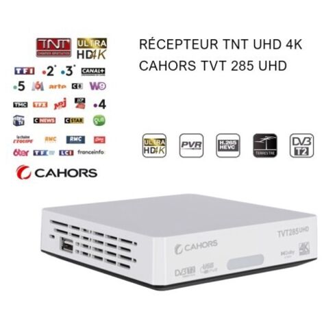 Récepteur TNT UHD 4K – Décodeur PVR Ready – Free To Air – Fonction Time Shift – Lecteur multimédia – HDMI, USB 2.0 – M-E