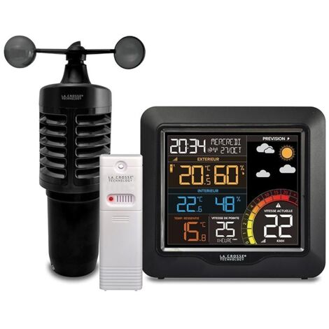 Station météo pro – Mesure température et humidité – Anémomètre intégré – Alimentation secteur AC 5.0V – Prévisions météo animées – M-E - WS6861