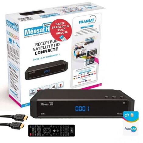 Récepteur TV satellite HD - ASTON - MEOSAT HD Connect - Carte Viacess Fransat - Câble HDMI - Enregistrement USB
