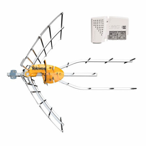 TELEVES 148921 Antenne TV Rateau Terrestre Ellipse UHF (C21-48) G 38dBi LTE700 + Alimentation 12V