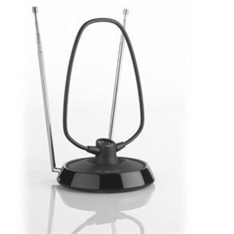 One Pour tous SV9033, Antenne TV intérieure, reçoit la TNT dans une portée de 5 km, antenne TVHD numérique, comprend un câble coaxial haute performance, VHF/UHF, noir
