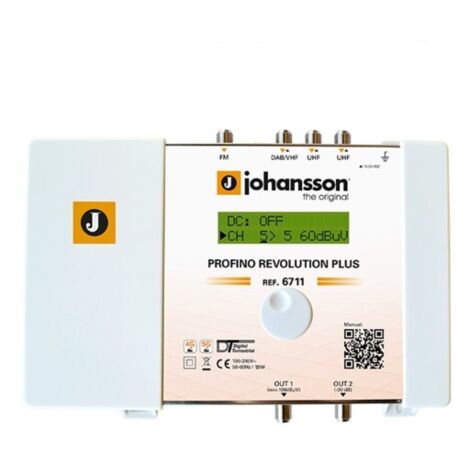 Amplificateur à filtre terrestre programmable 4 entrées - 1 FM + 1 DAB/VHF + 2 UHF, plus de 50 Canaux, AGC, Téléalimentation 12-24 V