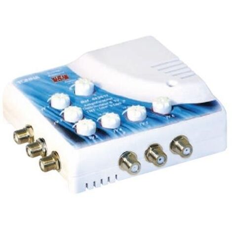 Amplificateur distributeur intérieur 6 sorties F UHF Tonna 402666 - Filtre LTE 700 4G 5G, Gain 20 x 6 dB, réglable avec mesureur LED