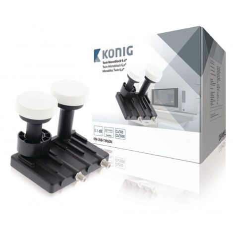 Tête LNB - KÖNIG - Monoblock Twin 6.0° - 0,1 dB - Réception Astra 19,2°E et Hot Bird 13,0°E - Noir
