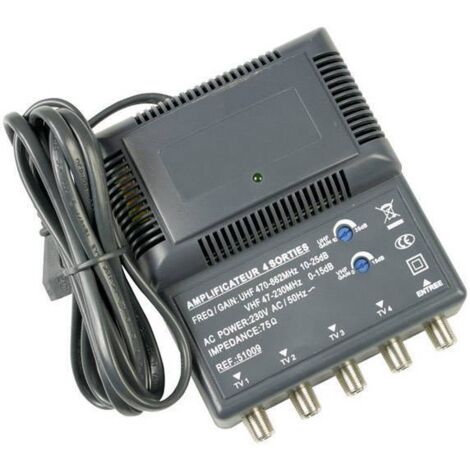 OPTEX 051009 Amplificateur intérieur blindé 4 sorties gain 10 à 25 dB - Blanc