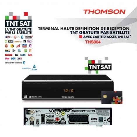 Thomson – Décodeur TNT HD satellite TNTSAT – Récepteur MPEG-4 HD – Installation rapide des chaînes TNT par satellite – Excellente qualité vidéo et audio