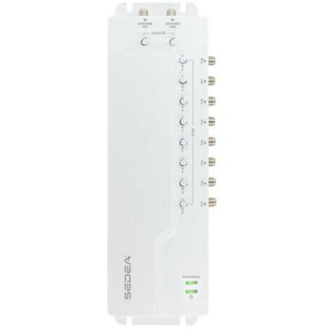 Amplificateur TV intérieur - 2 entrées (TNT + DAB) 8 sorties - SEDEA 912008 - 18 dB, Avec Répartiteur intégré, Bande passante UHF 470 à 694 MHz, FM / VHF 88 à 230 MHz
