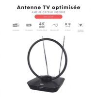 Antenne intérieure TV Numérique TNT VHF/UHF Radio Full HD CGV AN-LOOP - Filtre 5G, Amplifiée, Polarisation Horizontale et verticale