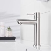 Badezimmerarmatur nur für kaltes Wasser mit Auslaufhöhe 11,3 cm, Edelstahl-Kaltwasser-Handwascharmatur, Kaltwasser-Waschtischarmatur für die Toilette