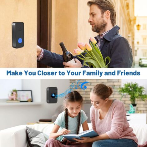 Campanello Senza Fili Impermeabile Campanello Wireless BITIWEND - Impermeabile IP55, 300m Portata, 58 Melodie, 5 Volumi, 2 Trasmettitori E 3 Ricevitori, Nero Campanello Con Luci LED - Foto 5