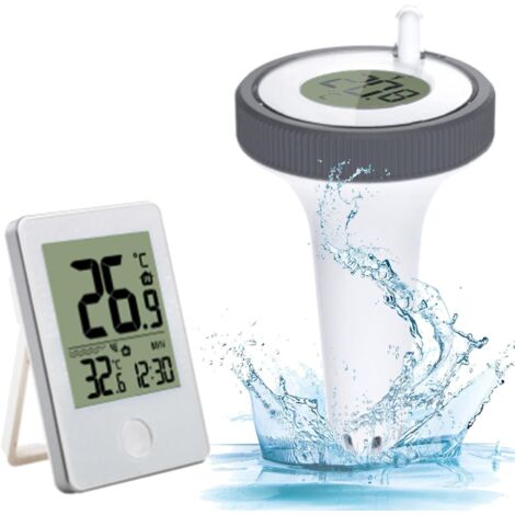 Termometro elettronico galleggiante wireless per piscina con connettività radio, termometro LCD wireless combinato per la temperatura dell'acqua con ricevitore digitale interno/esterno, per acquario, (1/5)