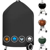 Copertura impermeabile per barbecue da esterno rotonda, tessuto Oxford 420D, antivento, resistente ai raggi UV, con manici (71x68 cm) - Nero