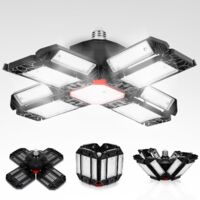Lampada da soffitto a LED da 200 W per garage, 20000 LM 6500 K, deformabile, con 12 pannelli regolabili, lampada da soffitto a LED E26/E27 per officina, garage, cantina, negozio, officina, magazzino