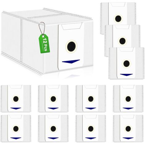 Paquete de 12 bolsas para aspiradora robot Ecovacs Deebot T30 Omni/T30 Pro Omni, estación de aspiración, repuestos y accesorios de gran capacidad de 3 l (blanco) (1/5)