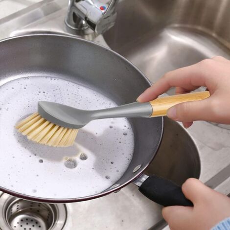 Cepillo Para Platos Con Raspador Incorporado - Mango Antideslizante, 2 Unidades Negro