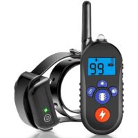 Collar de adiestramiento para perros, antiladridos, recargable, con 3 modos de vibración, descarga y pitido, receptor impermeable y control remoto de 800 metros (negro)