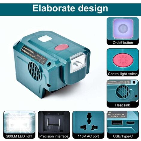 200W Tragbarer Wechselrichter Für Makita Akkus – Mit USB-C, Notfall-LED & 230V Ausgang, Ideal Für Camping & Stromausfall