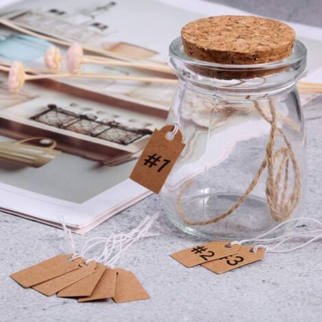 300 Étiquettes Prix Kraft Suspendues 26×12 Mm – Étiquettes Vierges Avec Corde Élastique, Idéales Bijoux, Vêtements & Vente