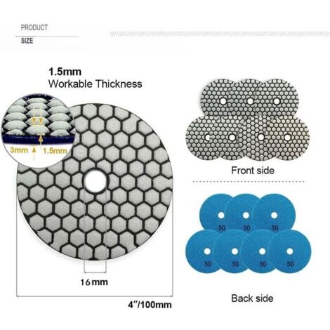 Fachlich Diamant-Polierscheiben 100 Mm Set 9-teilig – Körnungen #50–#800, Trocken, Flexibel, Für Granit & Marmor, Klett