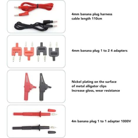 Produktbild von 104-teiliges Multimeter-Messleitungsset Für KFZ – Breakout-Kabel Mit Krokodilklemmen, Bananensteckern, Nadelsonden & Potentiometer