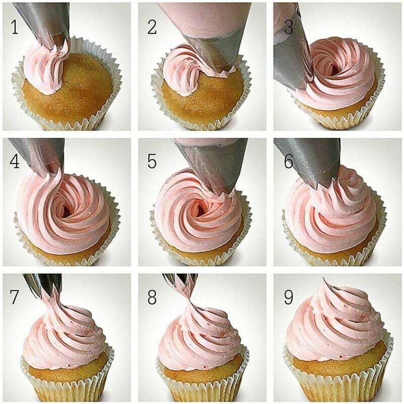 Set 9 Beccucci Per Decorazione Torte In Acciaio Inox – 1M, 2F, 2D Per Panna E Glassa, Lavabili In Lavastoviglie