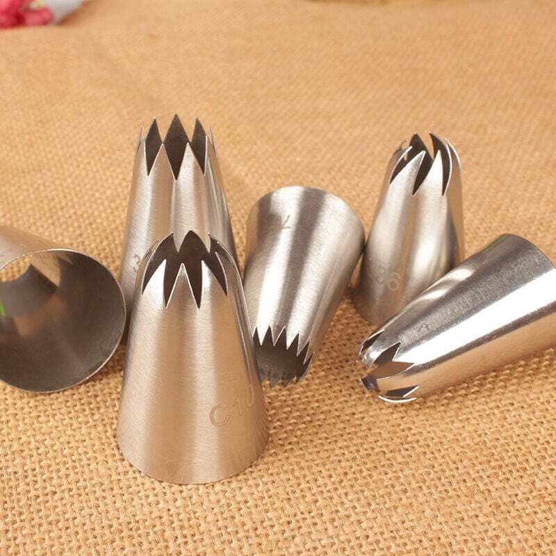 4 Punte Per Glassare In Acciaio Inox 304: Beccucci Grandi A Stella #1A, 1B, 2D, 9FT – Set Decorazione Torte