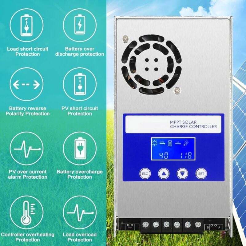 Regolatore Carica Solare POWLAND MPPT 60A - 12V/24V/36V/48V Auto-Rilevamento, Max 180Voc, Display LCD