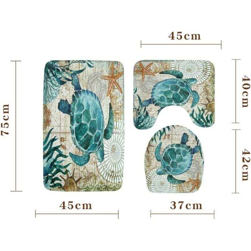 Set Bagno 4 Pezzi A Tema Balena | Tenda Doccia 183x183 + Tappeto + Copriwater + 12 Ganci