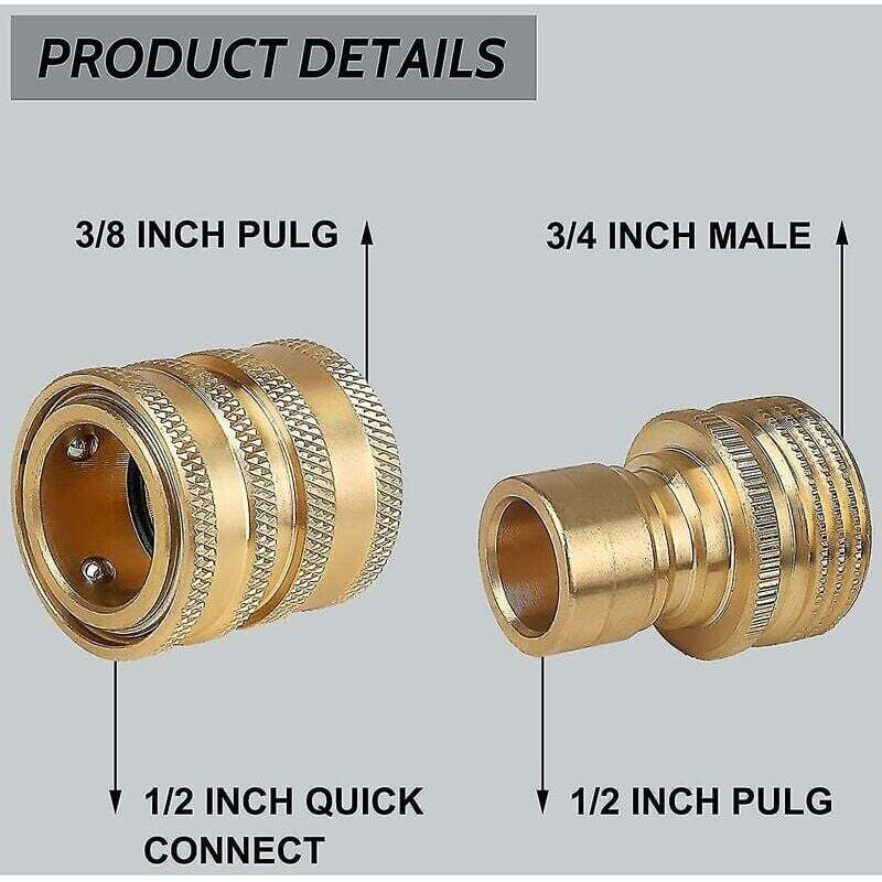 Set 2 Adattatori Riduzione 1/2 A 3/8 – Raccordo In Acciaio Inox Per Tubi Flessibili E Lavatrici – Antigoccia