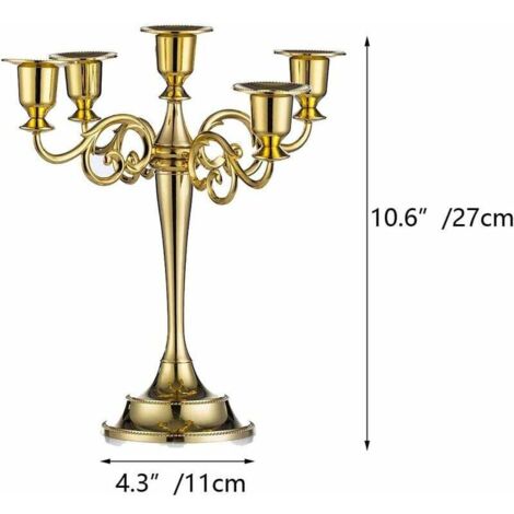 Snarflun Set di 6 Portacandele Dorate Per Candele Coniche, Porta Candele da Tavolo 33/28/22cm, Portacandele in Metallo, Natalizio Candelabri,Candeliere per Matrimoni,Compleanni,Natale,Cena a Lume (B