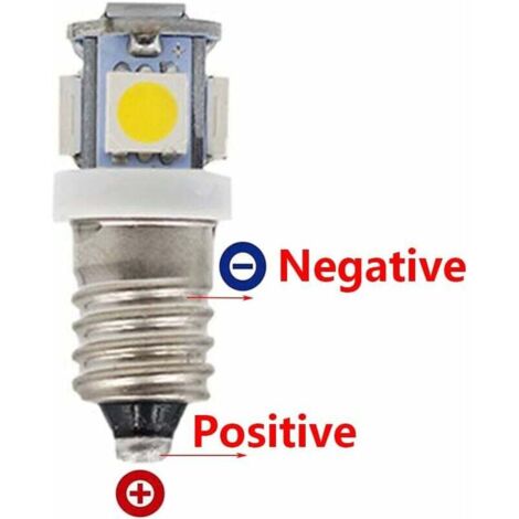 2 2pz COPPIA LAMPADINE LUCI VITE E10 5 LED SMD BIANCO CALDO 3700K 6V 6