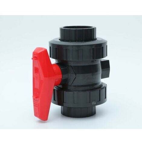 Valvola A Sfera In PVC Da 50 Mm Con Connettori A Manicotto Adesivo - Per Impianti Idraulici E Irrigazione, Colore Grigio/Rosso, Resistente E Affidabile