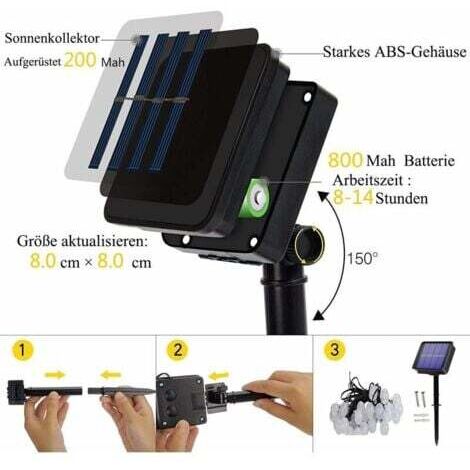 Luci Solari Per Esterni 4x4, Confezione Da 6 – 48 LED Per Recinzione E Paletti, 2 Modalità Di Luce (Calda/Fredda), Impermeabile IP65, Per Giardino, Terrazzo E Patio - 2