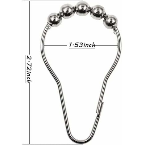 FLZONE 12 Crochets Anneaux De Douche En Acier Inoxydable 304 - Argent