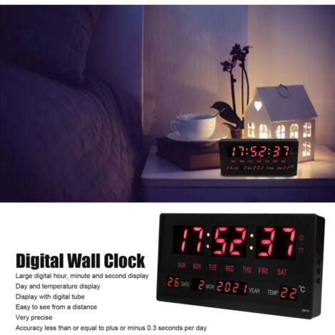 Orologio Da Parete Digitale Bifacciale CHKOSDA 18 Pollici Con Timer, Sveglia E Temperatura - Display LED Luminosità Regolabile (Rosso)