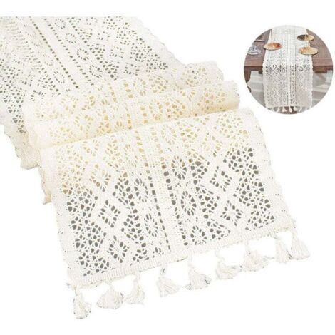 Hossner Runner da tavola in cotone, stile rustico, vintage, 30/170, ecru/colorato