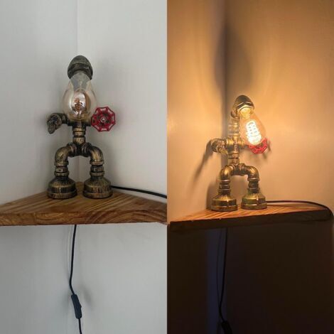 DC VOLTAGE Lampada A Sospensione In Metallo Rustico Con Tubo Dell'acqua, Stile Industriale, Attacco E27 - Rosso