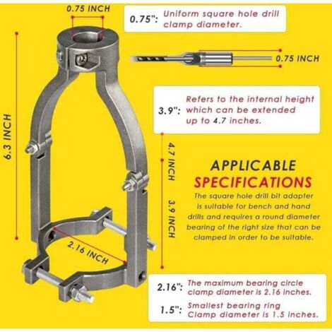 Adattatore Per Punte A Foro Quadrato In Acciaio Inox – Compatibile Con Trapani A Mano E Da Banco, Diametro 38-55mm