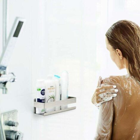 Mensola Per Doccia A Ventosa 4 Ganci In PET – 30x22x10,8 Cm, Senza Fori, Con Drenaggio, Per Shampoo E Sapone In Bagno E Cucina