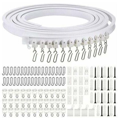 Binario Tenda Flessibile 5mt Pieghevole Scorrevole in PVC...Binario per tende da soffitto pieghevole da 5 metri, Binario per...Binario per tende curvo pieghevole da 5 m. Binario per tende
