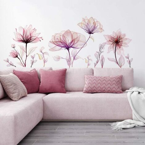 Adesivi murali,Fiori Rami Albero Grande adesivi murali camera da letto Rosa Uccelli Adesivi da Parete per Camera da Letto Soggiorno TV Sfondo (fiore 1