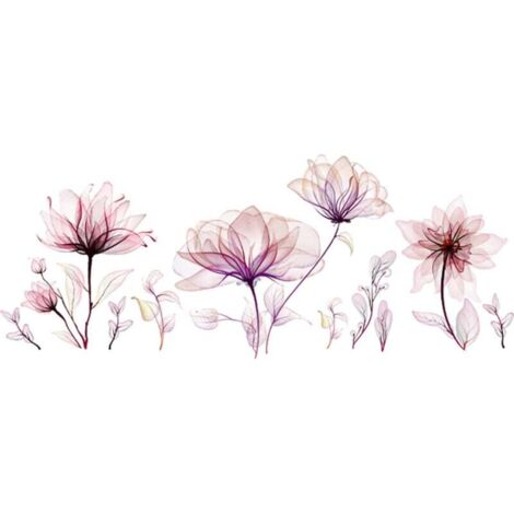 Adesivi Murali Floreali 3D Effetto Specchio In Acrilico - Decorazione Moderna Per Casa - Fiori E Foglie Argento