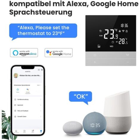 Termostato WiFi Per Riscaldamento A Pavimento – Programmabile, Con Controllo Vocale E App, 16A