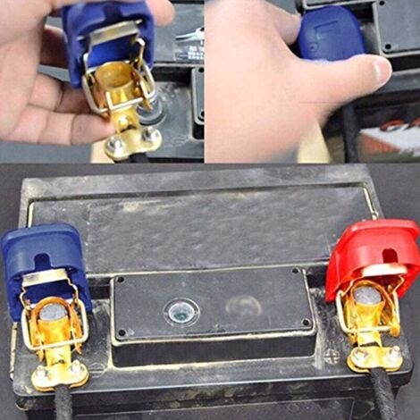 1 Par De Terminales De Batería De Liberación Rápida | Cobre Y ABS Para 12V | Polaridad Rojo Positivo Y Azul Negativo | Fácil Conexión Sin Herramientas