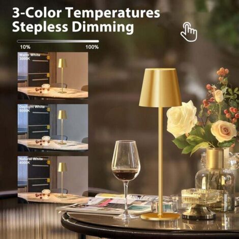 CCYKXA Lampes de table sans fil, gradation continue 3 couleurs, lampe